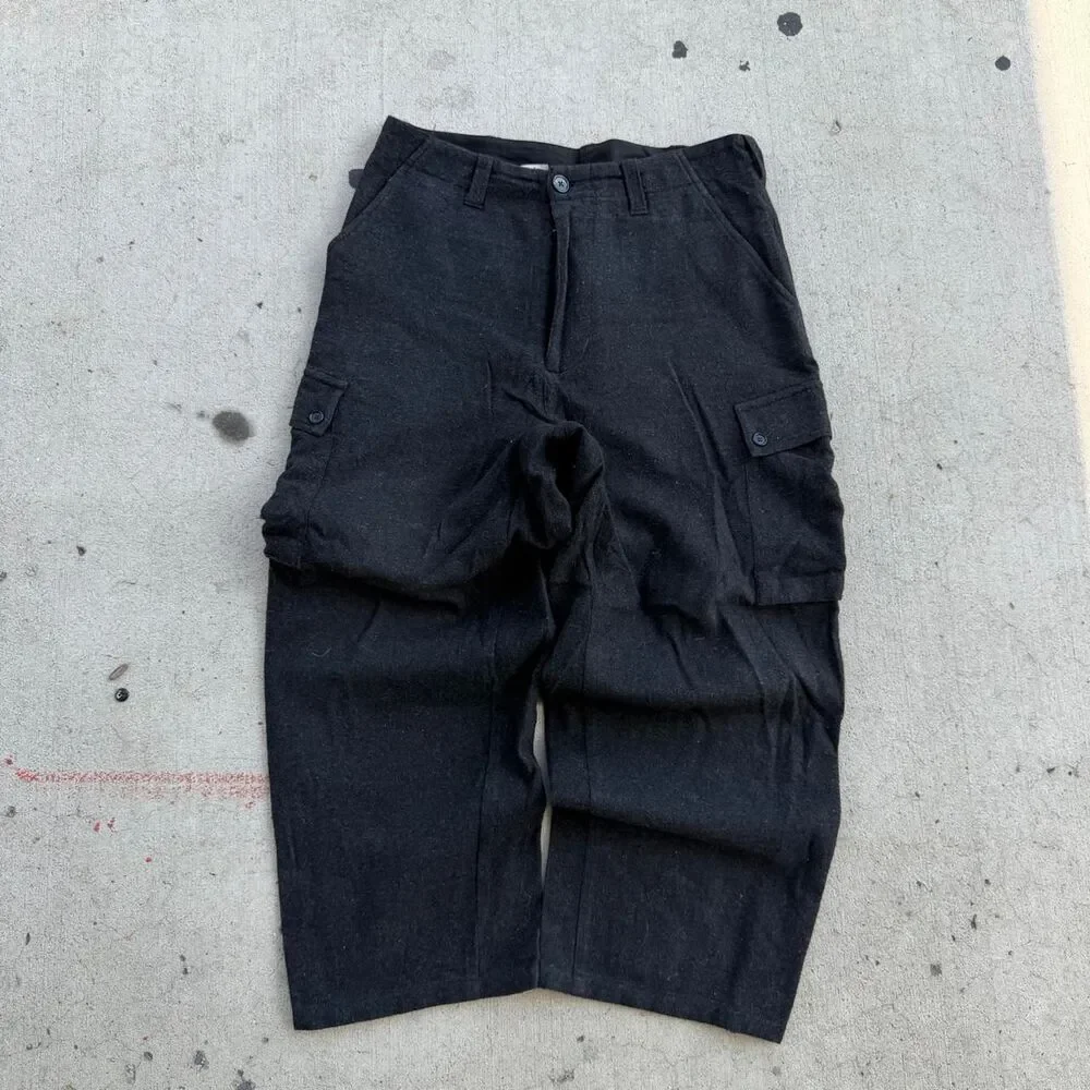 Baggy Black Mossimo Cargo Black Dress Pants Wool Size 32 Baggy